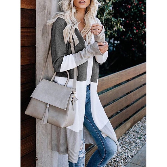 Teresa Gray Color Block Cardigan Sweater - Picture 2 of 5